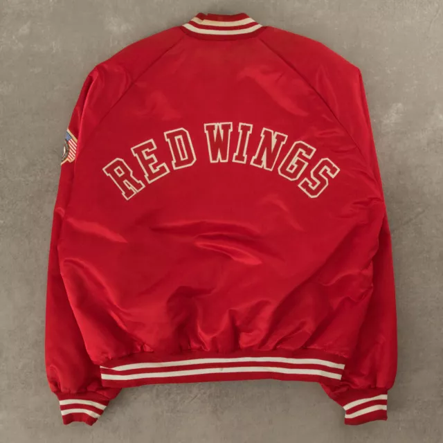 Vintage 80s Detroit Red Wings Bomber Jacket XL Made In Usa Men's