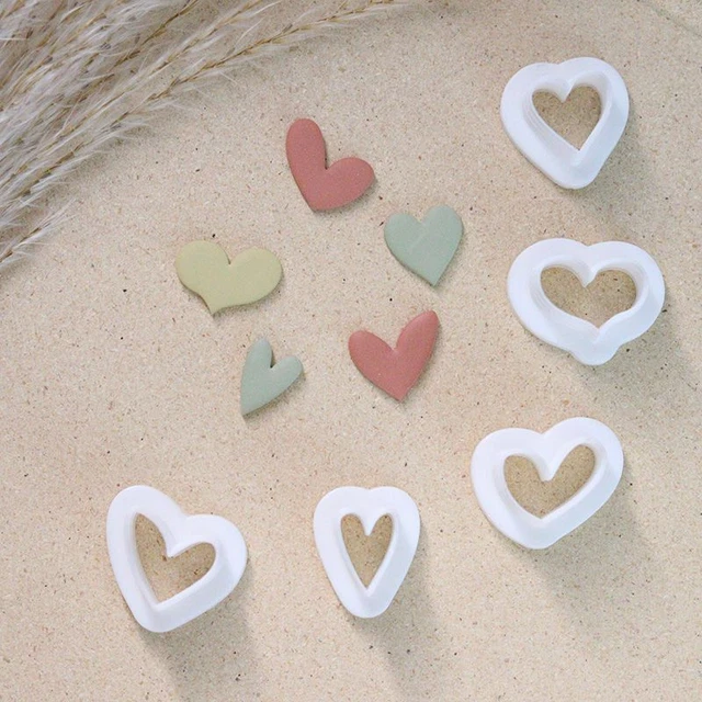 Mini cortadores anchos largos y ajustados de arcilla de corazón San Valentín cortadores en forma de corazón polímero