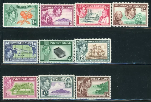 PITCAIRN ISLANDS 1-8 SG1-8 MH 1940-51 KGVI Definitive set of 10 CV$67