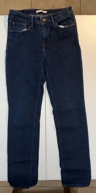 Levis Classic Mid Rise Skinny Jeans Womens 8 Blue Dark Wash Denim Mid Rise Zip