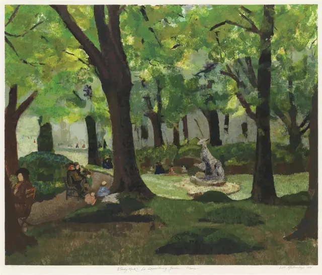 Lois Mailou Jones, A Shady Nook: Le Jardin du Luxembourg Paris, Screenprint, sig