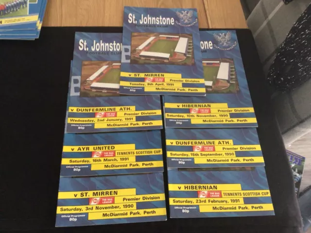 7 St Johnstone football programmes 1990-91