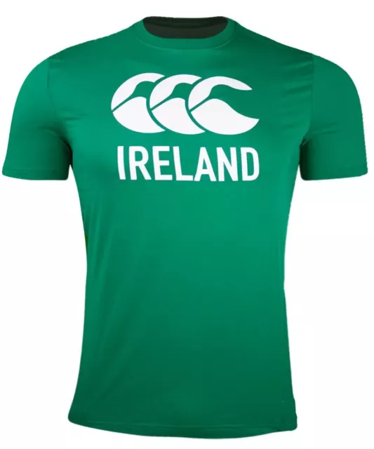 Official Irish Mens Ireland Canterbury Cotton Green Rugby Irfu Ccc Logo T-Shirt