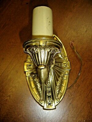 Antique Oval Brass Embossed Wall Sconce with Candle Sleeve Embossed        # 918