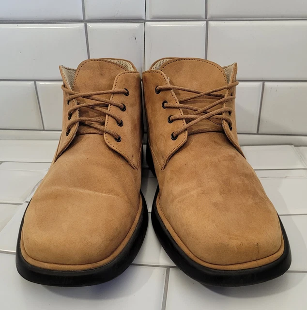BALLY ROMELLO  Mens Tan Suede Ankle Lace Up Boot Wedge Rubber Sole Size...