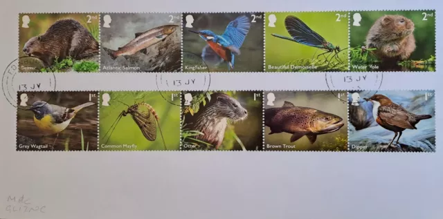 GB 2023 Commemorative Set of very fine used River Wildlife stamps on envelope