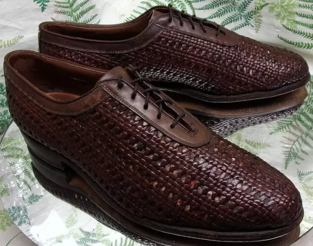 Allen Edmonds Seville Brown Leather Weave Oxfords Dress Shoes Us Mens Sz 9.5 E