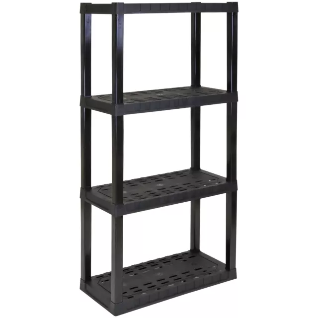 BLACK 4SHELF PLASTIC Shelving Unit Garage Shelves Storage 56" H x 14