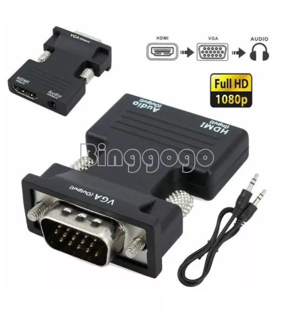 HDMI Female to VGA Male Converter with Audio Adapter Support 1080P Signal Output