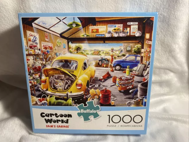 Buffalo Games CARTOON WORLD SAM'S GARAGE Car Jigsaw Puzzle 1000 PIECE Age  14+