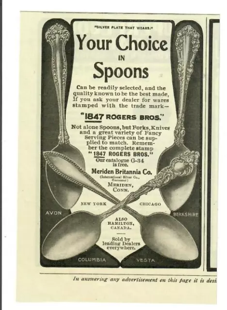 1903 Rogers Spoons Antique Print Ad Meriden Britannia Co Serving Pieces