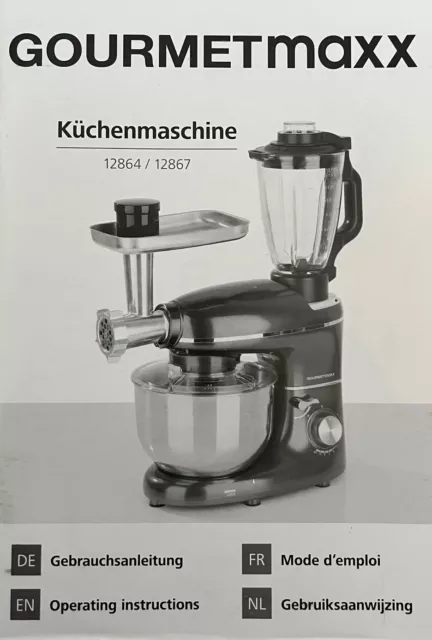 GOURMETmaxx 3in1 Küchenmaschine StandMixer Fleischwolf 1300W rot UVP: 159,99€