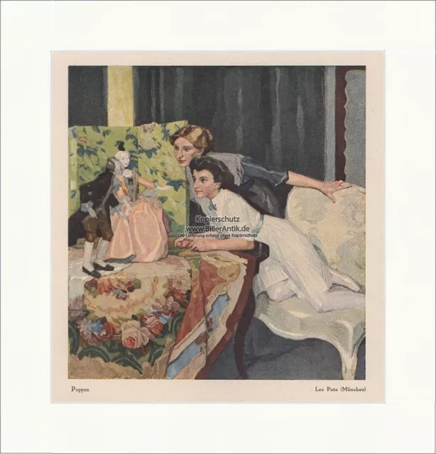 Puppen Jugendstil Leo Putz Mädchen Puppe Georg Hirth Ostini Sessel Jugend 1913