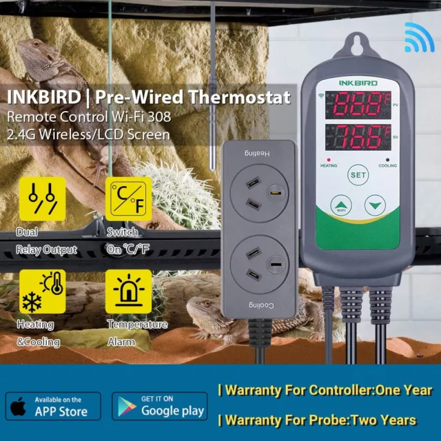Inkbird Digital Temperature Controller ITC-308 WIFI Remote Control AU Thermostat