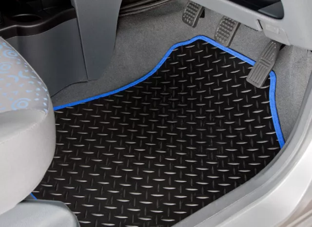 Car Mats for Peugeot 405 1987 to 1997 Tailored Black Rubber Blue Trim