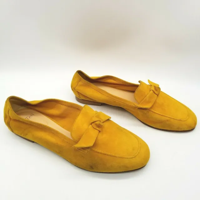 Alexandre Birman Womens Becky Mustard Yellow Suede Loafer Shoes Sz US 8 EUR 38.5