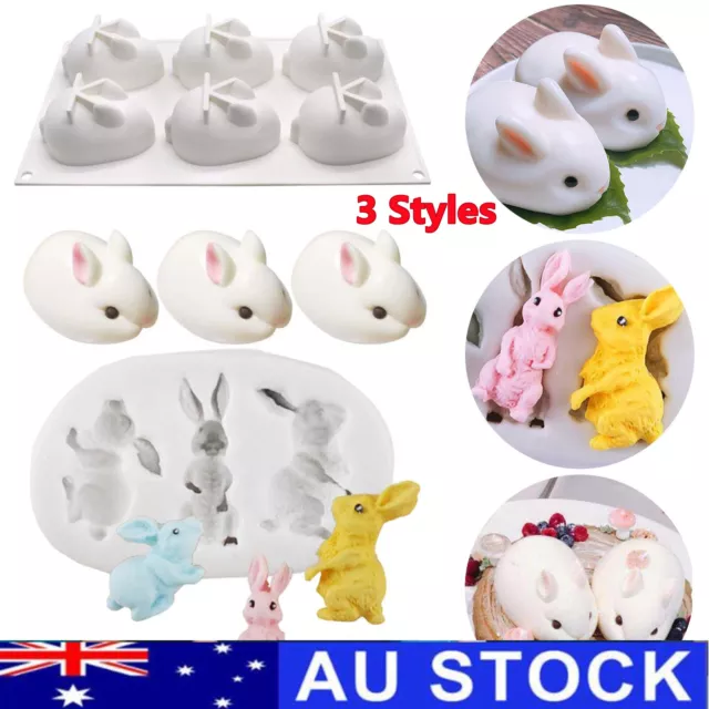 3D Easter Rabbit Bunny Silicone Mold- Baking Cake Chocolate Fondant Candy Moulds