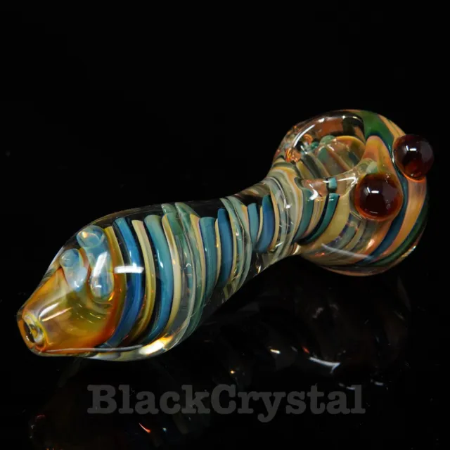 5" Handmade Thick Heavy Elemental Twist Orange Tobacco Smoking Bowl Glass Pipes