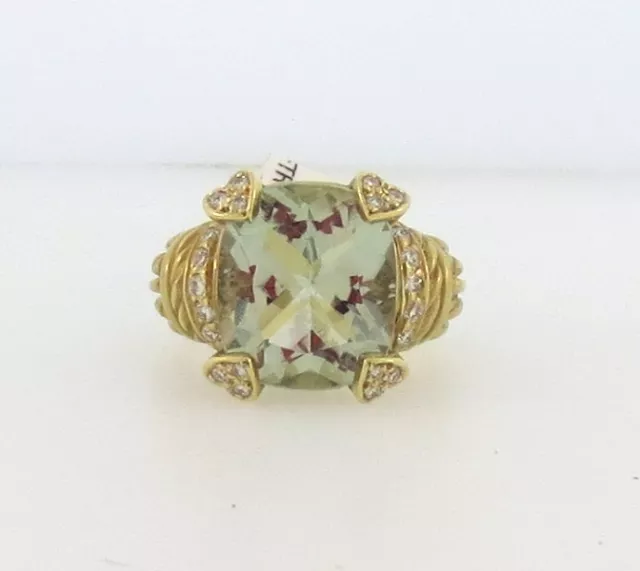 Judith Ripka18K Gold/ Diamond/Green Amethyst "LOLA" Ring