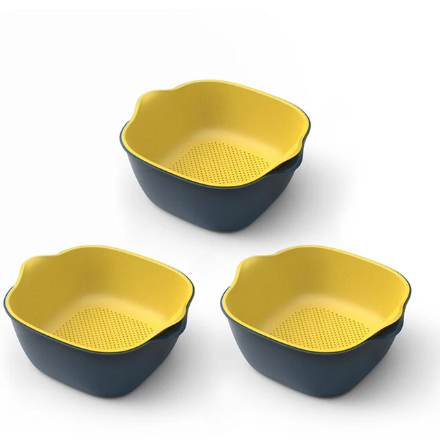 Set 2 In 1 Colino E Ciotola Per Frutta E Verdura - Scolapasta Antiscivolo In Plastica Arancione - Lavabile In Lavastoviglie
