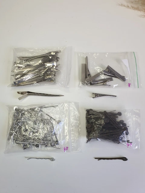 Lote de trabajo de más de 100 clips en blanco para hacer clips para el cabello, fabricación de joyas