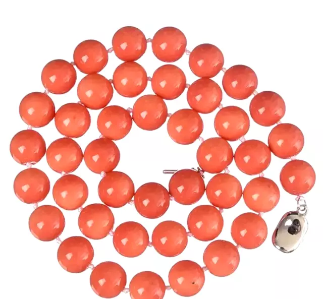 Collana Girocollo 45 Cm Di Perle 10 Mm Corallo Artificiale  Arancione