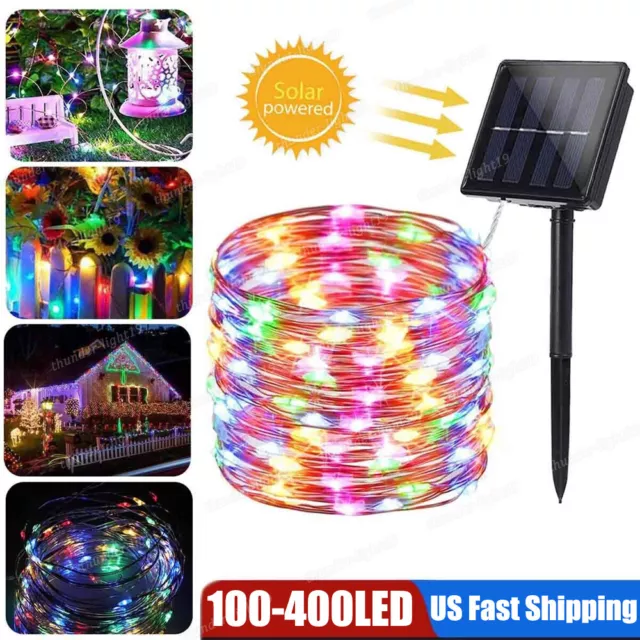 100-400 LED Solar Power String Fairy Lights Garden Outdoor Party Christmas Lamp
