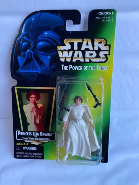 Star Wars Power Of The Force Princess Leia Organa Figure Green Card Freeze Frame