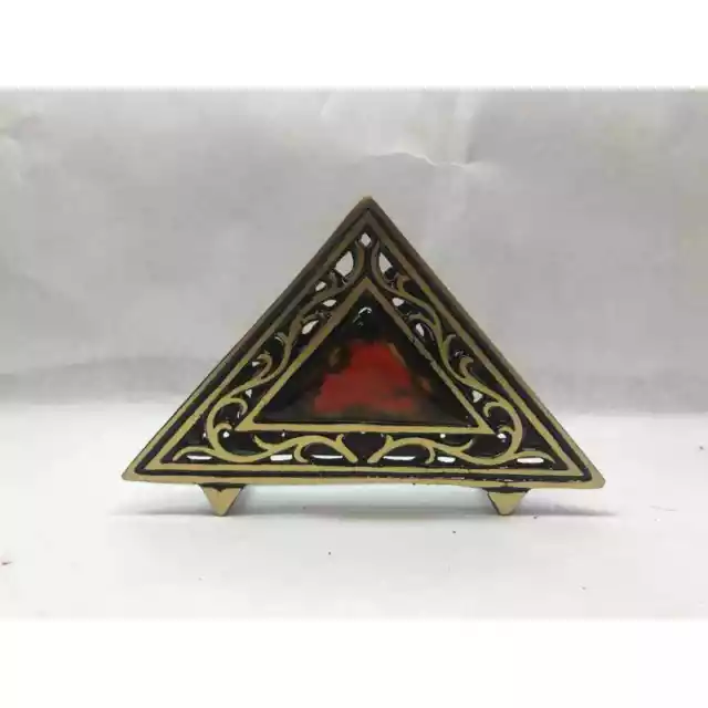 Vintage JUDAICA Brass Napkin ENVELOPE Holder CLAY INSERT