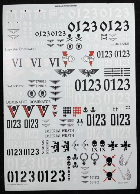 Warhammer 40k Astra Militarum Baneblade transfer sheet - New