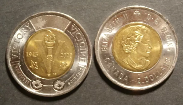 CANADA 2020- $2 , Queen Elizabeth II / Victory (1945-2020)