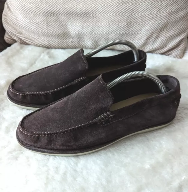 Marks & Spencers Mens Brown Suede Leather Loafers UK8.5 Rubber Boat Deck  Shoes