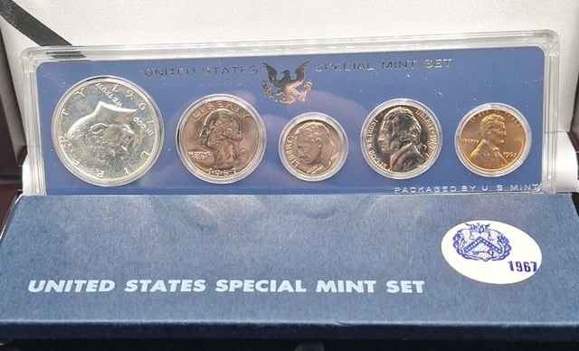 1967 U.S. Special Mint Set, 5-Coin Set U.S. Mint Plastic Encasement Packaging
