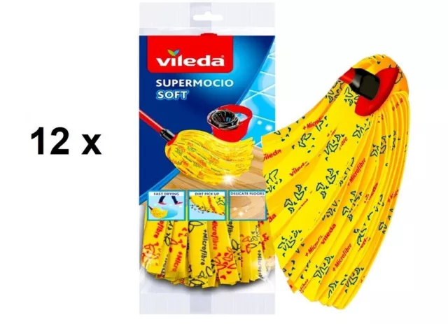 Vileda Supermocio Soft 12 Stück Wischmop Ersatzkopf Bodenwischer Bodenreinigung