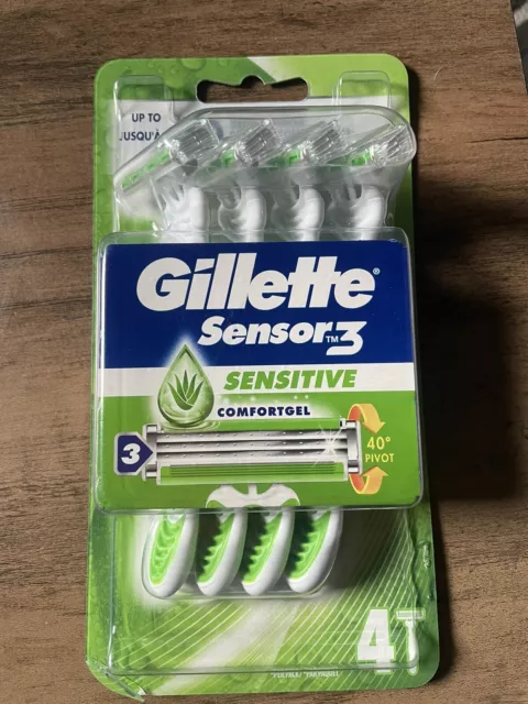 #Gillette Sensor 3 Sensitive Disposable Razors 4Count Up To 48 Shaves Free P&P