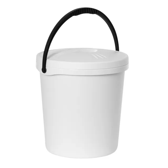 Seau avec couvercle poignée,16 litres, couleur blanc ou gris robuste ergonomique