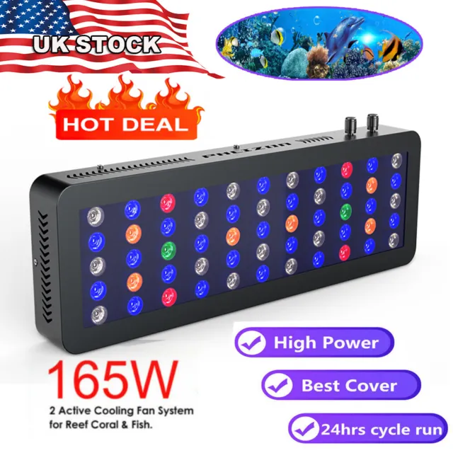 165W Full Spectrum Dimmable Coral Reef Fish Tank LED Planted Grow Aquarium Light