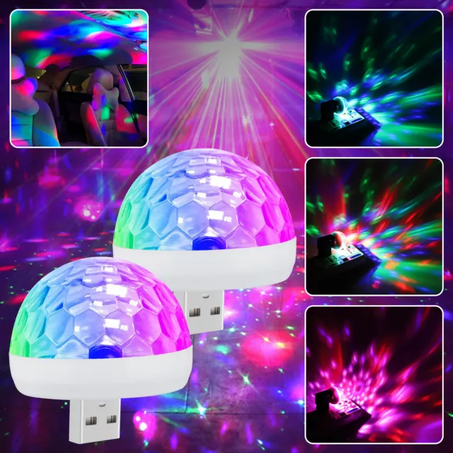 2x Car Bar Mini USB Disco Ball Interior DJ Party Light Colorful