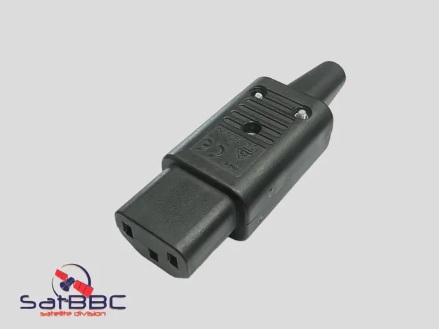IEC Power Connector, IEC C13, Straight, Rewireable, 10mm Max OD 15 A, 250 VAC
