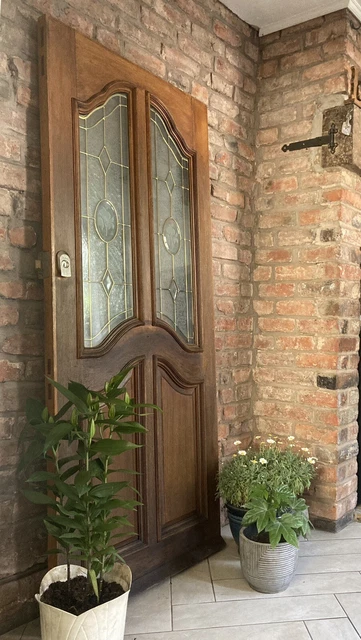 Stained Glass Front Door Period Wood Solid Pine Reclaimed Antique Leaded