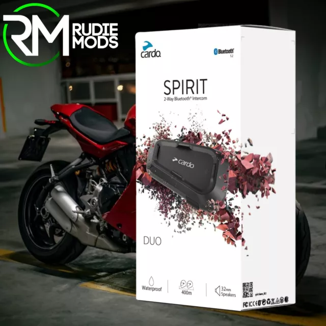 Cardo Spirit Duo Motorcycle Intercom Communication System - Double Pack
