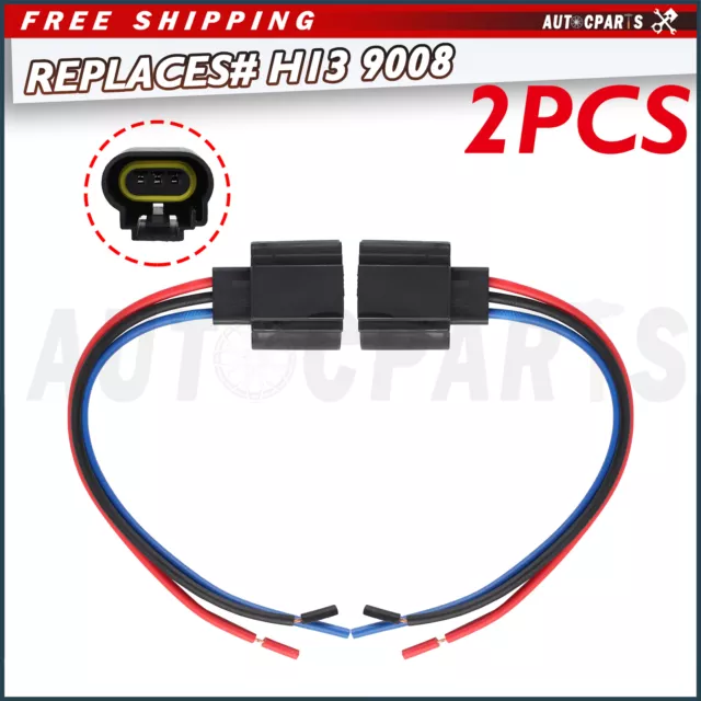 9003 to 9008 Bulb HID Headlight Conversion Adapter Harness H13 to H4 Pigtail x 2