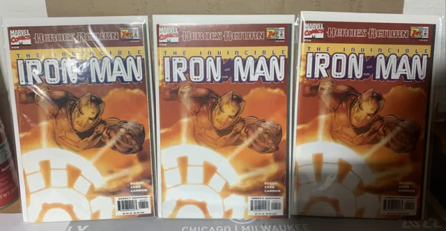 Lot Of 3 Iron Man (3rd Series) #1A VF/NM; Marvel | Sunburst variant Comic