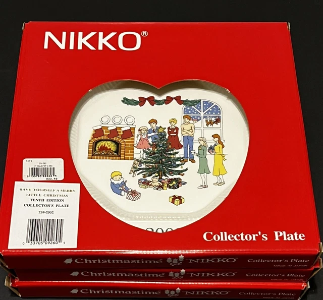 3 Happy Holidays by Nikko Dinner Plates Christmas Collectors Plates Swirled NIB