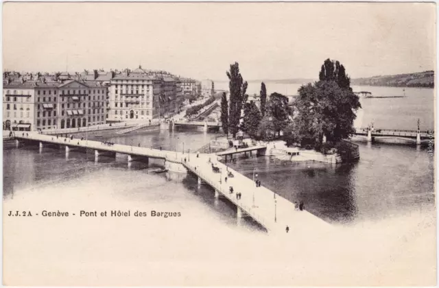 Genf Genève  Pont et Hotel des Bargues  CPA Ansichtskarte  1913 2