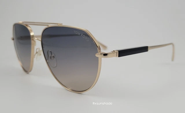 Tom Ford Sunglasses NEW TF 670 Andes Color 28B Gold Black Aviator Size 61 Large