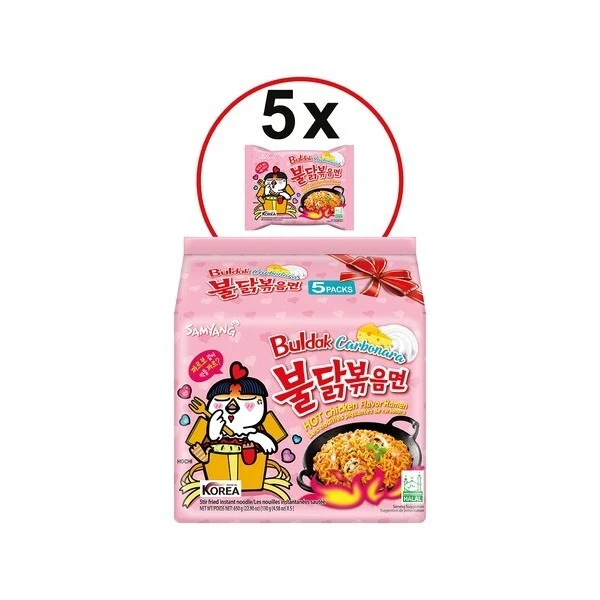 Pasta fritta istantanea Samyang - Buldak Carbonara sapore di pollo caldo ramen - 5x 130 g