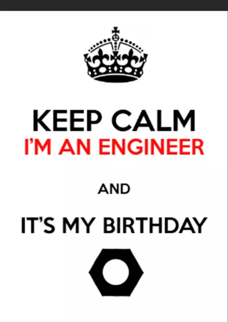 Personalised Keep Calm Card Birthday Funny Engineer