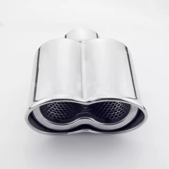 2.25" Inlet Oval Shaped Rolled Outlet Resonated Stainless Steel 304 Exhaust Tip