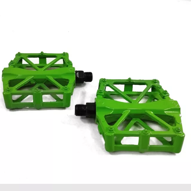 9/16" Bike Bicycle Sport Pedals NonSlip Metal Mountain Cycling Riding Green